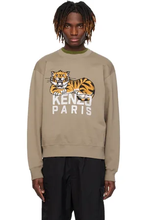Kenzo Pull molletonné brun à image de tigre et à logos brodés