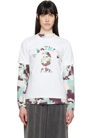 BAPE T-shirt blanc à logo de style collégial à motif camouflage Map