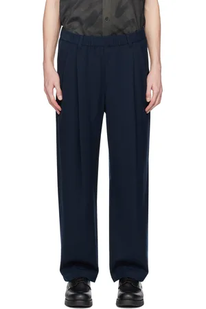 DIME Pantalon bleu marine en sergé à plis