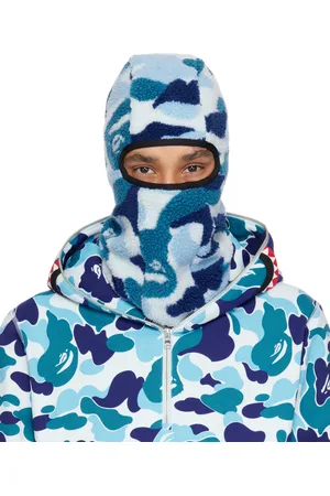 BAPE Passe-montagne bleu en molleton Boa à motif camouflage ABC