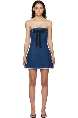 Msgm Robe courte bleue à encolure droite