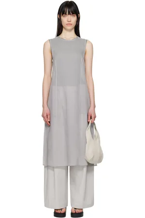 AMOMENTO Robe midi grise en organza semi-transparent