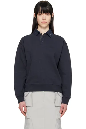 DIME Polo de rugby bleu marine à points de surjet ondulés