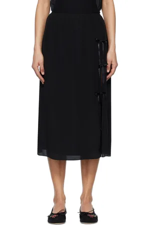 Simone Rocha Jupe midi noire à fente à boucles