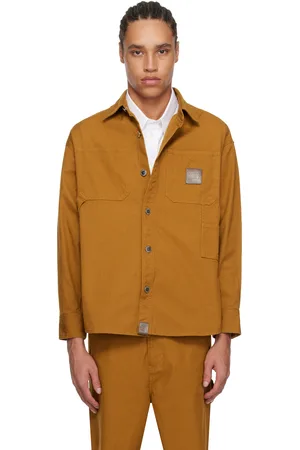 BAPE Chemise de travail brun clair en canevas à écusson à logo