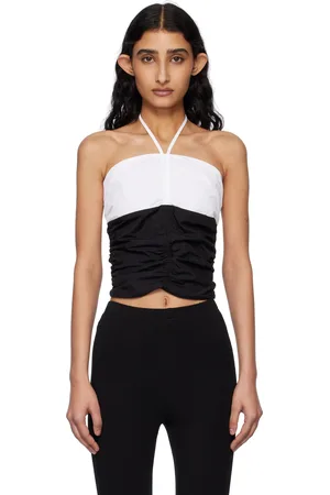 Kijun Haut bouillonné noir et blanc cassé à corsage bain de soleil