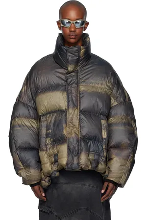 Feng Chen Wang Blouson brun rembourré en duvet à motif dégradé imprimé
