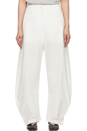 AMOMENTO Pantalon blanc à coutures incurvées