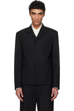 AMOMENTO Blouson surdimensionnée noir en laine