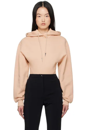 MUGLER Justaucorps de style pull à capuche beige en molleton