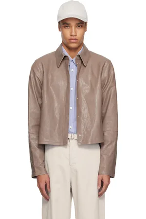 OUR LEGACY Chemise Auto taupe en cuir