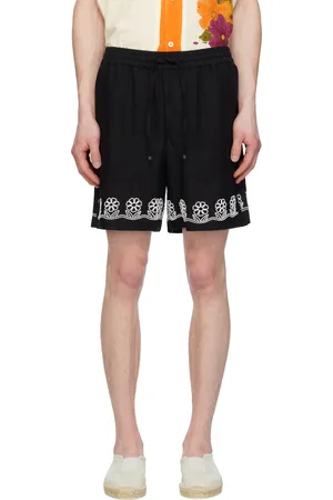 HARAGO Short noir à motif perlé brodé