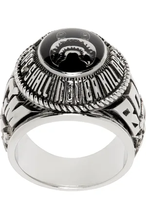 BAPE Bague de collège argentée à requin emblématique
