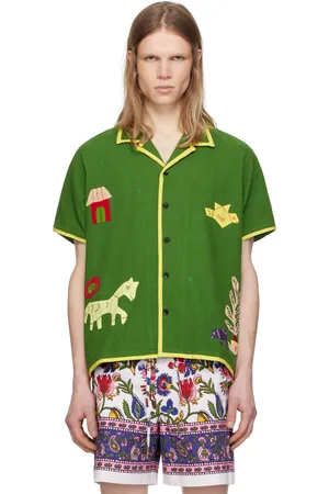 HARAGO Chemise verte à appliqués graphiques