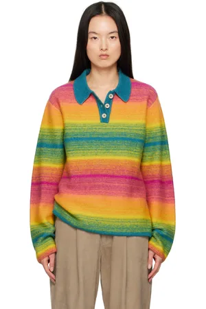 THE ELDER STATESMAN Polo de rugby multicolore à rayures floues