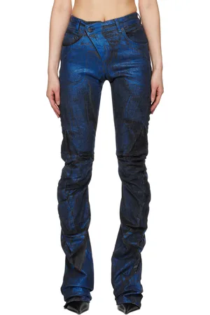 OTTOLINGER Jean noir et bleu en denim à effet drapé