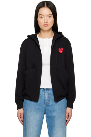 Comme des Garçons Pull à capuche noir à logo étagé