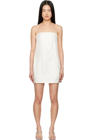 Staud Robe courte Lidia blanc cassé en soie