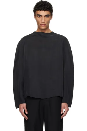 AMOMENTO T-shirt gris en cupro à manches raglan