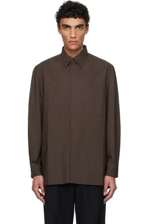 AMOMENTO Chemise surdimensionnée bourgogne à poche plaquée