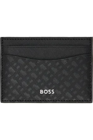 HUGO BOSS Porte-carte noir en cuir saffiano