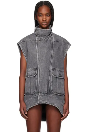 J.W.Anderson Veste sans manches surdimensionnée grise en denim à col montant