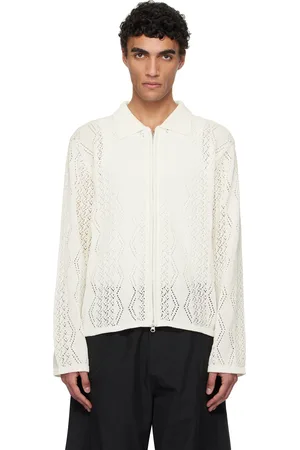 AMOMENTO Cardigan blanc en crochet à glissière