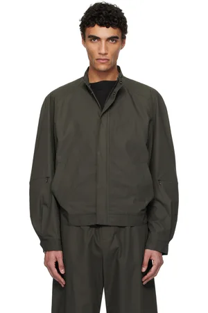 AMOMENTO Blouson brun en coton à manches raglan et à glissière