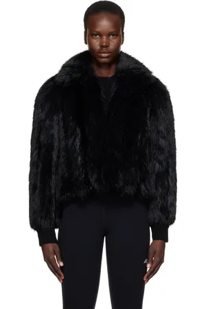 Balenciaga Blouson écourté noir en fourrure synthétique