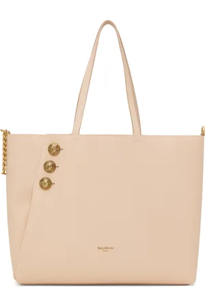 Balmain Cabas rose en cuir de veau grainé - Emblème