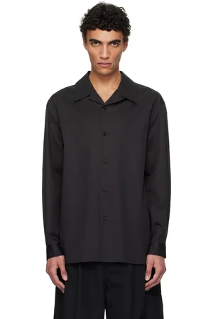 AMOMENTO Chemise noire à col classique ouvert
