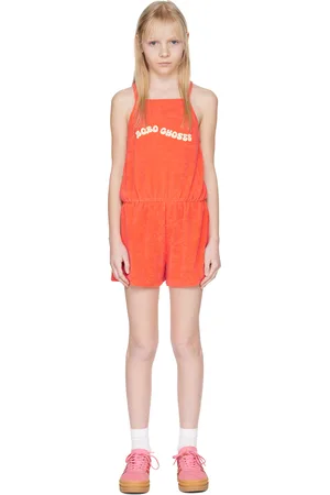 Bobo Choses Enfant | Combishort orange en tissu éponge à logo ondulé