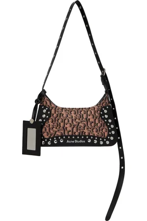 Acne Studios Mini sac Platt rose et noir à monogrammes
