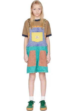 Bobo Choses Enfant | Salopette contrastée multicolore en denim à logo Smiling