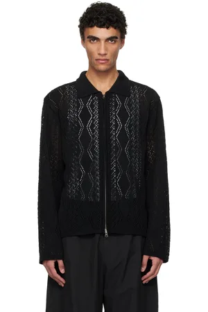 AMOMENTO Cardigan noir en crochet à glissière