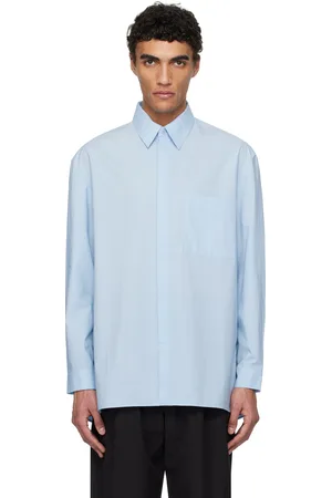 AMOMENTO Chemise surdimensionnée bleue à poche plaquée