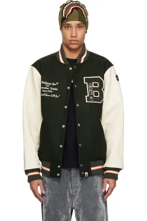 BAPE Blouson aviateur de style teddy vert à logos