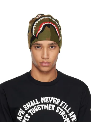 BAPE Bonnet 1st vert en tricot à requin emblématique