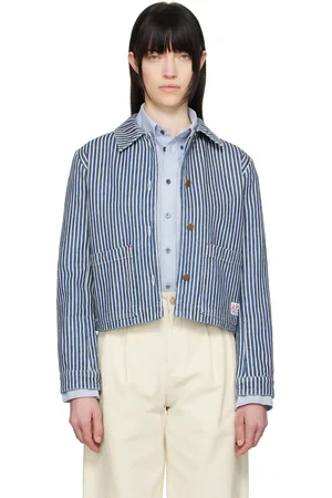 A.P.C. Blouson Frida bleu et blanc en denim