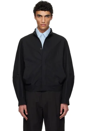 AMOMENTO Blouson noir en coton à manches raglan et à glissière