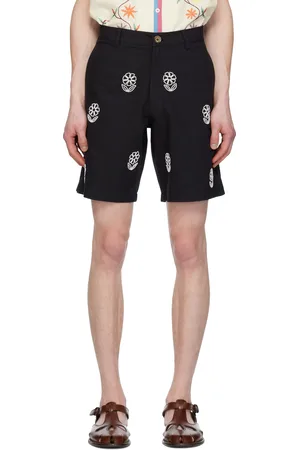 HARAGO Short noir à motif perlé brodé
