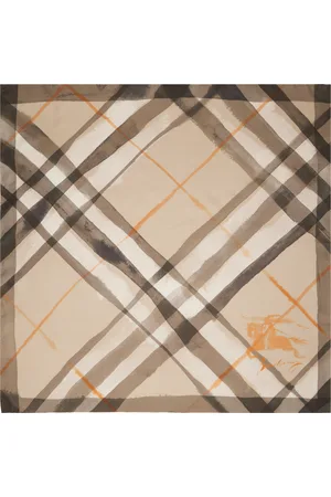 Burberry Foulard brun en soie à carreaux façon aquarelle