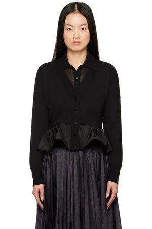 Moncler Cardigan noir en coton, cachemire et soie