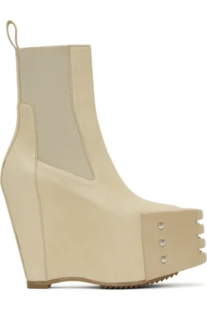 Rick Owens Bottines Beatle compensées beiges à plaque ondulée - Hollywood