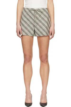 Burberry Short de pyjama beige en coton à carreaux