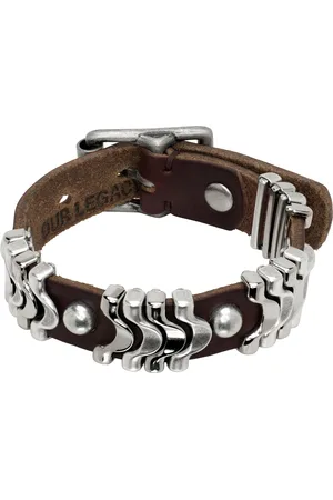 OUR LEGACY Bracelet bourgogne en cuir à breloques ondulées