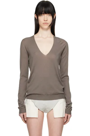 Rick Owens Pull gris à col en V - Hollywood