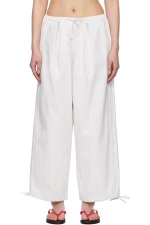 Deiji Studios Pantalon blanc à cordon coulissant