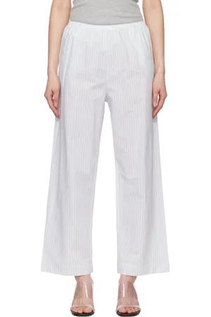 Deiji Studios Pantalon de détente blanc et bleu à taille élastique