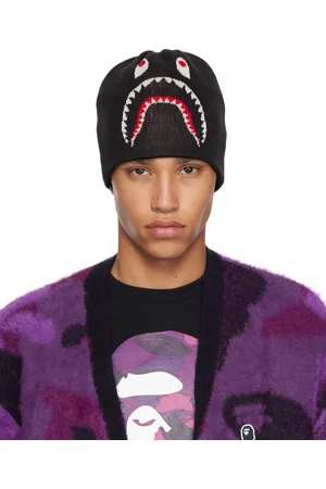 BAPE Bonnet 2nd noir en tricot à requin emblématique